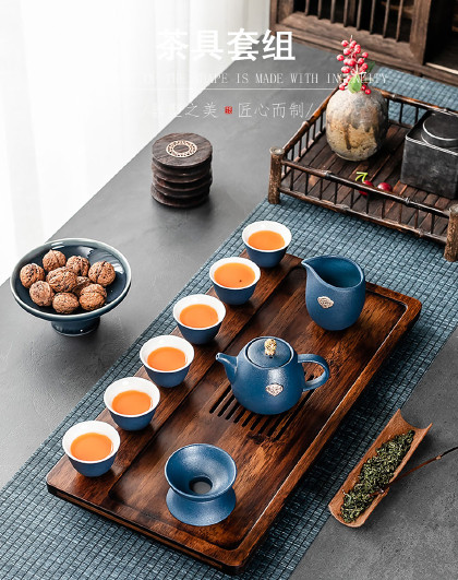 9件套整套功夫茶具陶瓷窑变茶杯哥窑茶壶礼盒家用泡茶茶具套装