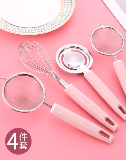 4件套宝宝辅食蒸蛋过滤网不打蛋器蒸蛋模具锈钢厨具工具套装