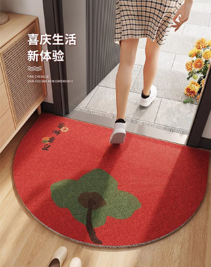 简约家用脚垫入户玄关门垫地垫进门垫可裁剪时尚半圆丝圈地垫
