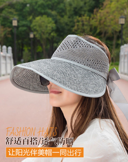 夏季户外出游遮阳沙滩空顶发箍显头小女士防晒用品