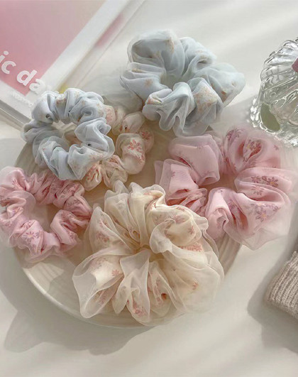 6条/8条装高级感发圈优雅气质发绳头绳高弹力双层网纱发圈头饰