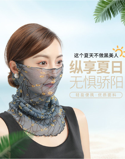 5条装多功能挂耳护颈面纱户外围脖挂耳口罩脸罩百搭护颈遮阳口罩