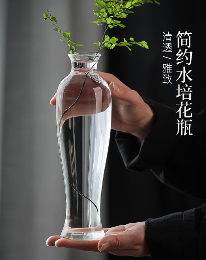 简约水培花瓶摆件客厅插花鲜花玻璃花瓶透明客厅插花水养装饰花器
