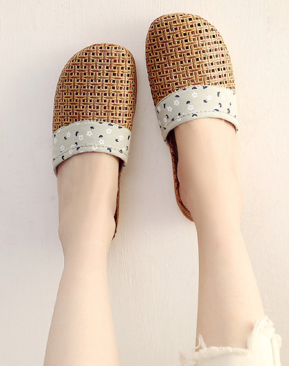 拖鞋夏季室内防滑透气亚麻拖鞋家居室内透气防滑拖鞋女家居防滑