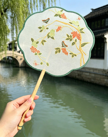 2个装八瓣形古风半透扇子团扇汉服摄影道具宫扇子舞蹈演出扇子