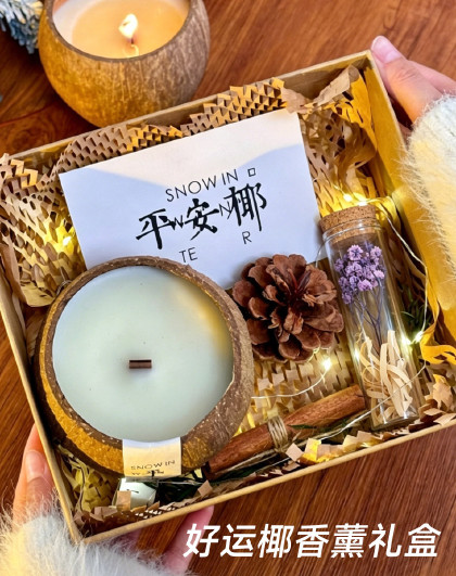 礼盒款好运椰香薰家用卧室熏香氛生日礼物椰子香薰蜡烛礼盒伴手礼