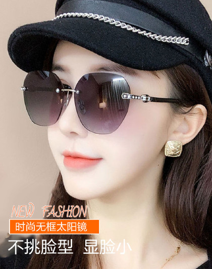 夏季驾驶防眩护目镜时尚无框显瘦户外防紫外线女士防晒用品太阳镜