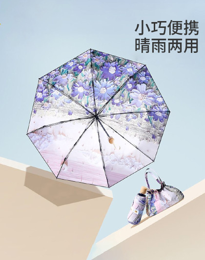 【黑胶防晒小巧便携带伞包】防晒双层双花小巧胶囊伞晴雨两用伞